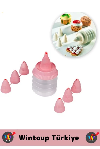 Premium BPA Free Pratik Kolay Temizlenir Plastik Mutfak Hamur Kek Pasta Süsleme 7 Uçlu Krema Pompası - 2