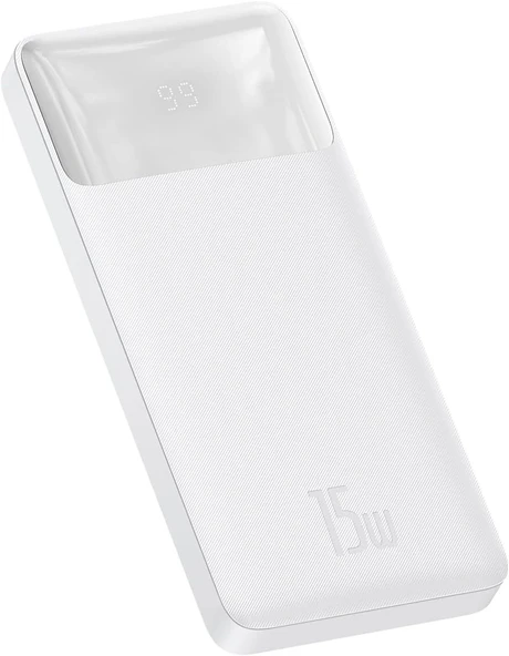 Baseus Bipow Overseas Edition Dijital Ekranlı 15W 10.000 mAh Powerbank Beyaz