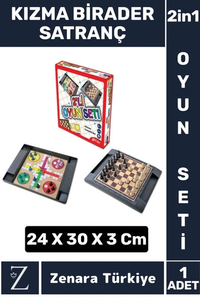 Premium Eğitici Eğlenceli Çocuk Yetişkin Strateji Zeka Kızma Birader Satranç 2 in 1 OYUN SETİ - 1