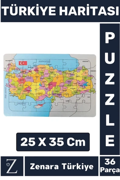 Premium Eğlenceli Eğitici Görsel Algı Motor Becerisi Geliştiren Çocuk PUZZLE 36 Pr TÜRKİYE HARİTASI ürün görseli