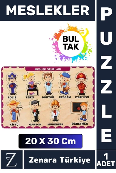 Premium Eğlenceli Eğitici Görsel Algı Problem Çözme Becerisi Çocuk Bul Tak PUZZLE MESLEKLER ürün görseli