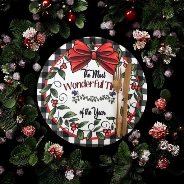 Wonderful Time yılbaşı, Christmas 2 Adet Kış Supla, Kumaş - İçi Ahşaplı Supla