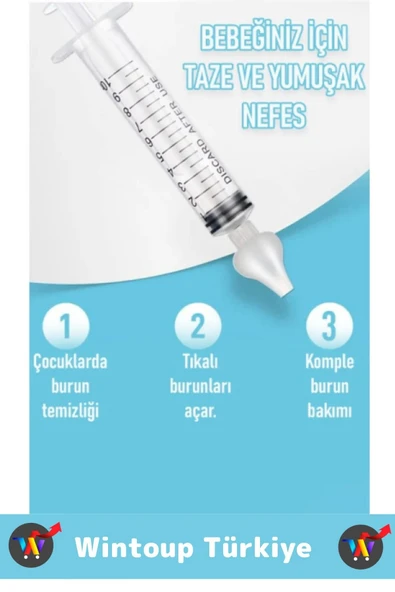 Bebek Burun Şırıngası Burun Temizleme Kiti Silikon Uçlu Burun Nazal Yıkama Aspiratörü 2 Adet - 3