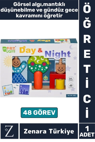 Çocuk Mekansal Görsel Algı Mantıklı Düşünme Küçük Motor Beceri Geliştiren Eğitici Oyun GÜNDÜZ GECE