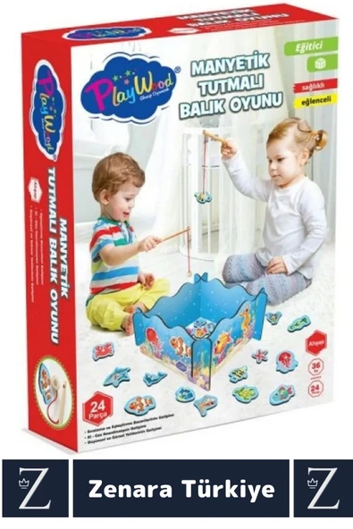 Çocuk El-Göz Koordinasyonu Parça Bütün İlişkisi Eğlenceli Havuzlu Ahşap MANYETİK BALIK TUTMA OYUNU - 2