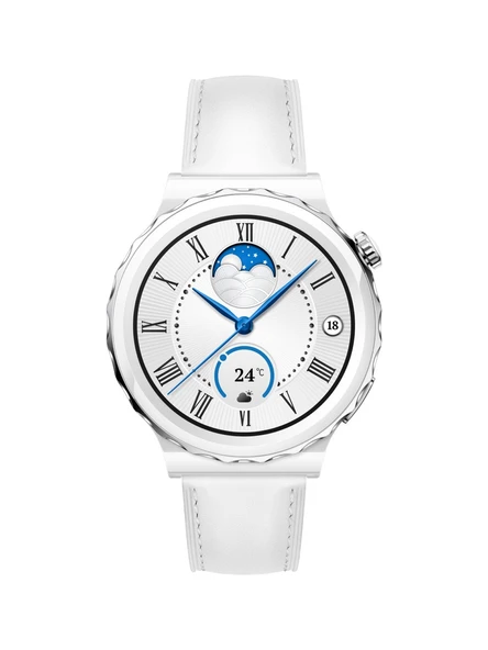 Huawei Watch Gt3 Pro 43MM Seramik Kasa - Beyaz Deri ''TEŞHİR''