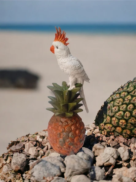 Dekoratif Ananas Üzerinde Papağan Biblo - 2