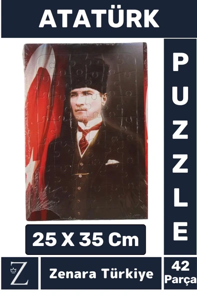 Premium Eğlenceli Eğitici Görsel Algı Motor Becerisi Geliştiren Çocuk PUZZLE 42 Parça ATATÜRK ürün görseli