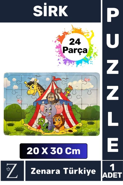 Eğlenceli Eğitici Görsel Algı Problem Çözme Becerisi Çocuk Büyük Boy PUZZLE 24 Parça SİRK ürün görseli