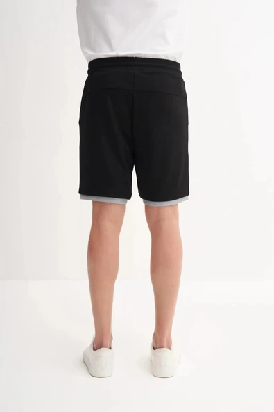 Cazador Regular Fit Jakarlı Örme Bermuda Şort 6050 Siyah - 4