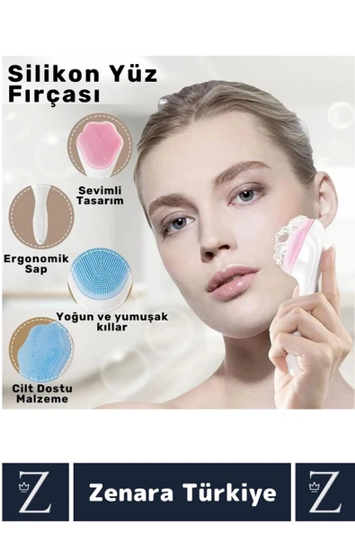 Premium Ergonomik Saplı Sevimli Tasarım Cilt Bakım Yüz Makyaj Temizleme Masaj Etkili Peeling Fırçası - 2