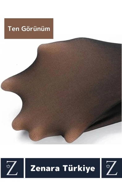 Toparlayıcı Korse Etkili Dayanıklı Esnek Sıcak Tutan Termal Peluş İçli Ten Görünümlü Tayt Çorap - 3