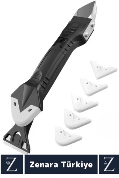 Premium Yüksek Kalite Kompakt 3 in 1 Fayans Derz Silikon Kazıyıcı Uygulayıcı 5 Silikon Başlık Hediye - 2