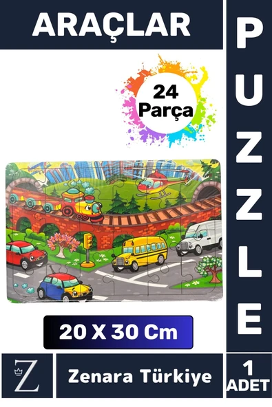 Premium Eğlenceli Eğitici Görsel Algı Problem Çözme Becerisi Çocuk PUZZLE 24 Parça ARAÇLAR