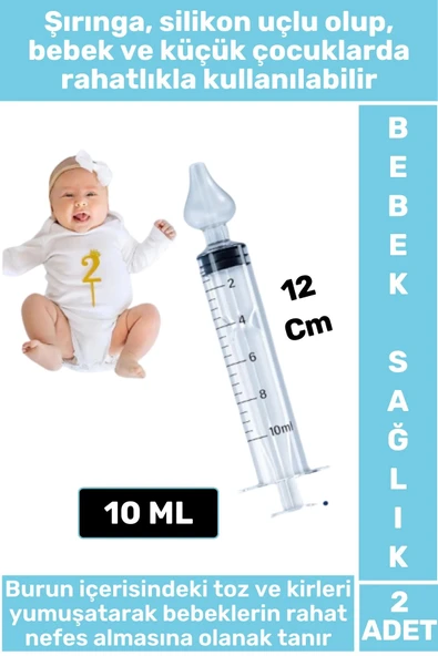 Bebek Burun Şırıngası Burun Temizleme Kiti Silikon Uçlu Burun Nazal Yıkama Aspiratörü 2 Adet ürün görseli