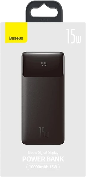 Baseus Bipow Overseas Edition 10.000 mAh Digital Display Powerbank 15W-Siyah - Resim 2