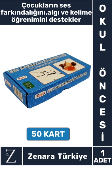 Okul Öncesi Ses Farkındalık İşitsel Algı Dikkat Gelişimi FARKINDALIK KARTLARI-TEK HECELİ SÖZCÜKLER