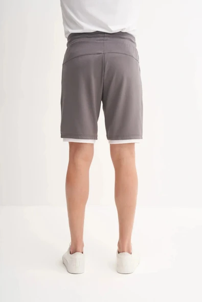 Cazador Regular Fit Jakarlı Örme Bermuda Şort 6050 Koyu Gri - 4