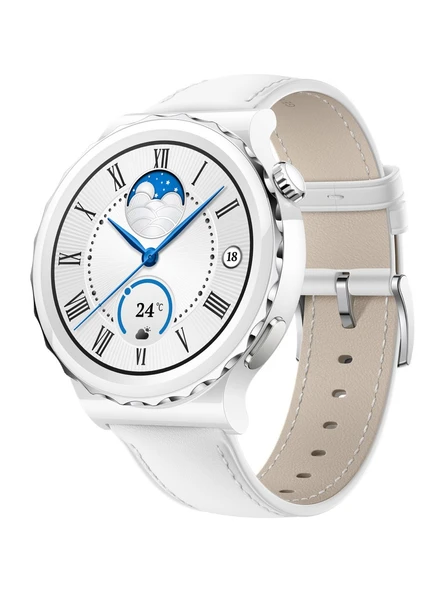 Huawei Watch Gt3 Pro 43MM Seramik Kasa - Beyaz Deri ''TEŞHİR'' - 3