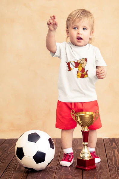 Çocuk Göztepe Yumruk Kısa kollu bisiklet yaka t-shirt- Tişört