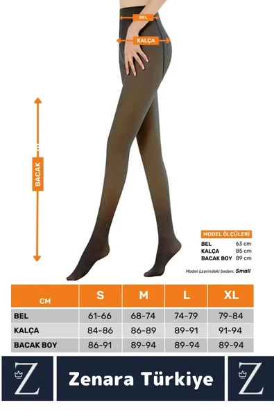 Toparlayıcı Korse Etkili Dayanıklı Esnek Sıcak Tutan Termal Peluş İçli Ten Görünümlü Tayt Çorap - 5