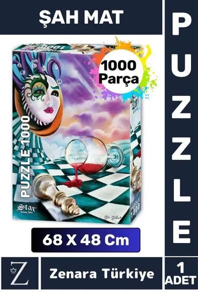 Premium Eğlenceli Eğitici Görsel Algı Problem Çözme Becerisi PUZZLE 1000 Parça ŞAH MAT ürün görseli