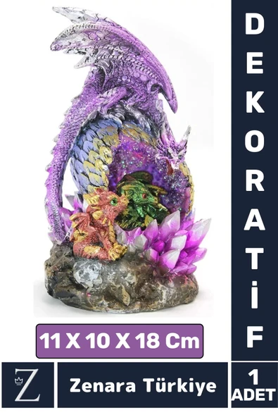 Premium Yüksek Kalite Çok Şık Dekoratif Hediyelik Özel Gün Biblo Koleksiyon POLYESTER DRAGON AİLESİ