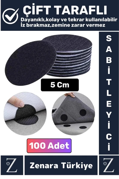 Kendinden Yapışkanlı İz Bırakmaz Tekrar Kullanılabilir Pratik Halı Kilim Kaydırmaz Cırt Bant 100Adet