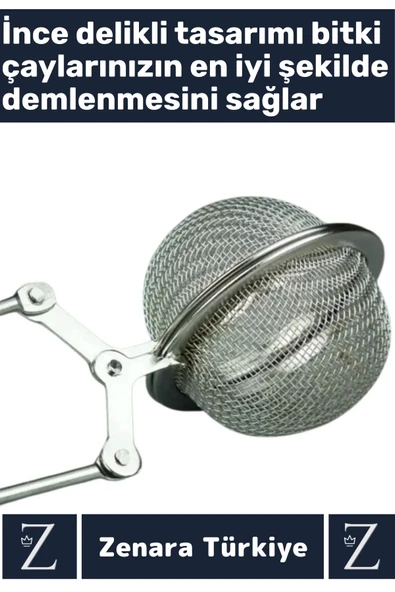 Ergonomik Saplı Çelik İnce Delikli Geniş Kulplu Aromatik Bitki Çayı Demleme Süzgeci - 3