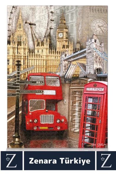 Premium Eğlenceli Eğitici Görsel Algı Problem Çözme Becerisi PUZZLE 1000 Parça LONDRA - 2