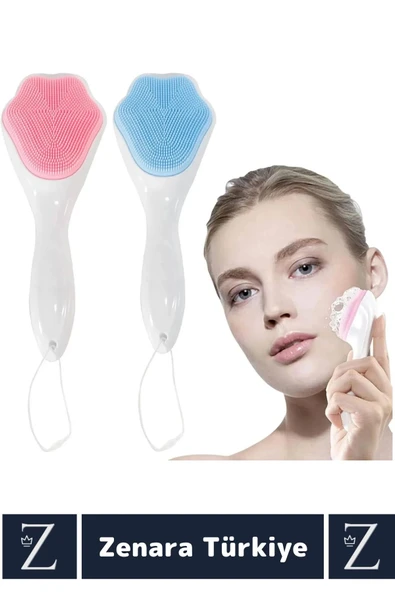 Premium Ergonomik Saplı Sevimli Tasarım Cilt Bakım Yüz Makyaj Temizleme Masaj Etkili Peeling Fırçası - 4