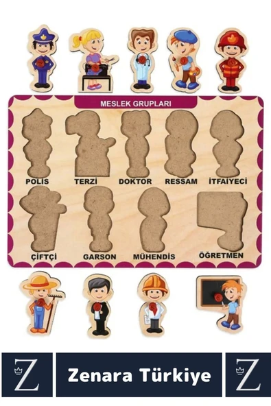 Premium Eğlenceli Eğitici Görsel Algı Problem Çözme Becerisi Çocuk Bul Tak PUZZLE MESLEKLER - Resim 2