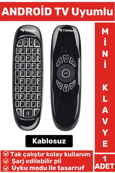 Premium Çok Fonksiyonlu 2.4g Kablosuz Air Mouse ANDROID TV Uyumlu Q Klavyeli Mini Uzaktan Kumanda ürün görseli