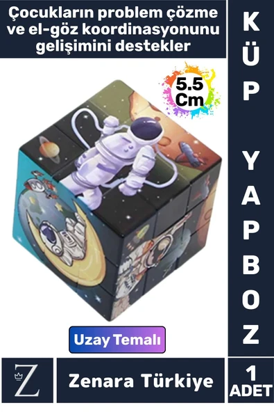 Eğitici Problem Çözme El Göz Koordinasyonu Geliştirici Eğlenceli Uzay Temalı Çocuk KÜP YAPBOZ ürün görseli