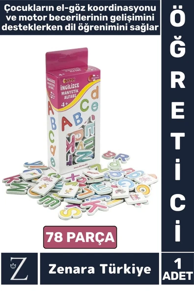 Çocuk Eğitici Görsel Algı Koordinasyon Dil Öğrenimi Gelişimi Manyetik Harfler TÜRKÇE İNGİLİZCE ürün görseli