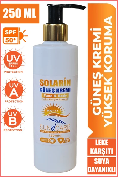 Güneş Kremi SPF50 Tüm Cilt Tiplerine Uygun Yüksek Koruma 250ML