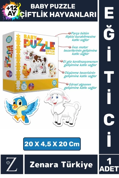 Bebek Gelişim Görsel Algı Düşünme Beceri Gelişimi Eğitici BABY PUZZLE-ÇİFTLİK HAYVANLARI ürün görseli