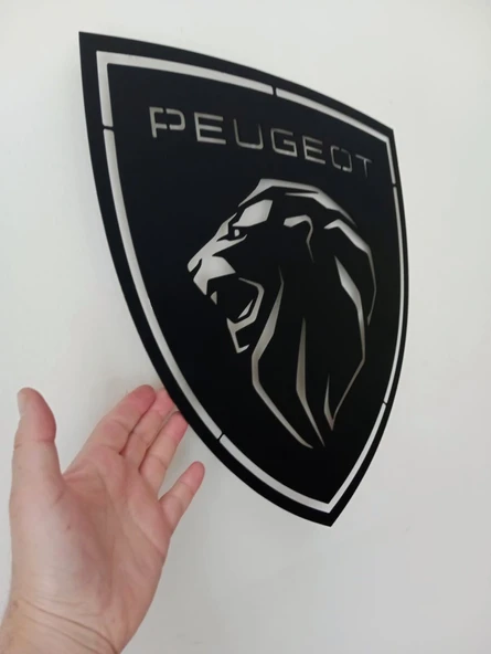Motto Dekor Lazer Kesim Metal Peugeot Logosu Peugeot Armalı Pego Duvar Dekoru 44x49 cm - 3