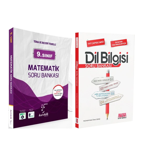 Karekök Yayınları 9. Sınıf Matematik ve AKM Dil Bilgisi Soru Bankası Seti 2 Kitap
