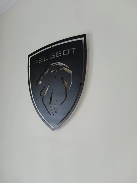 Motto Dekor Lazer Kesim Metal Peugeot Logosu Peugeot Armalı Pego Duvar Dekoru 44x49 cm - 4