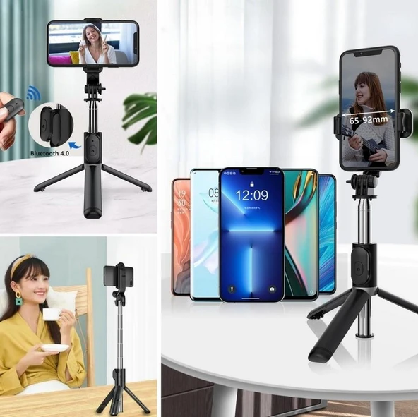 Zhltools Masaüstü Tripod Olabilen Telefon Tutuculu Kablosuz Kumandalı Selfie Çubuğu - 4