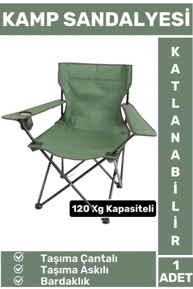 Premium 120 Kg Dayanıklı Çantalı Taşıma Askılı Bardaklık Balık Piknik Sahil Outdoor Kamp Sandalyesi