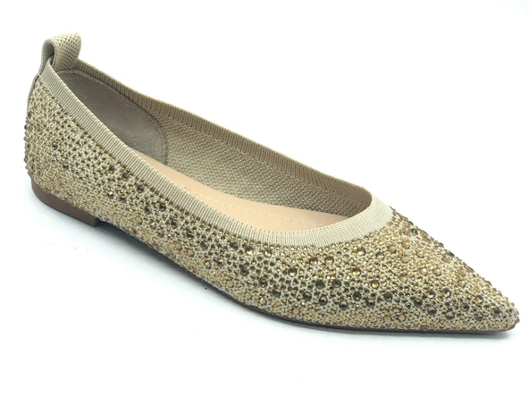 Feles Sivri Burun Taş Detaylı Kadın Babet Ayakkabı - Resim 4