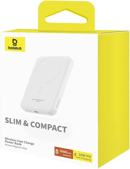Baseus Magsafe Mini Wireless Powerbank 5.000 mAh 20W-Beyaz - 3