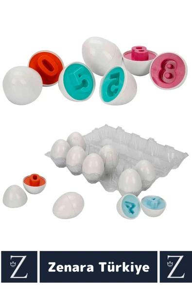 Çocuk Eğitici Motor Beceri Düşünme Görsel Algı Zeka Gelişimi Eğlenceli SAYILAR 10'lu YUMURTA EŞLEME - Resim 2