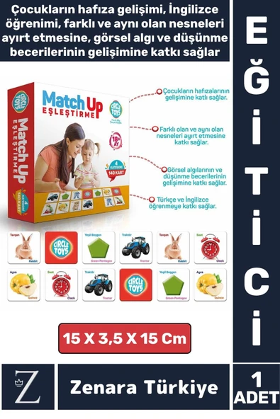 Çocuk Eğitici Hafıza Gelişimi Nesne Kavramı Görsel Algı İngilizce Gelişim Eğlenceli Eşleştirme Oyunu ürün görseli