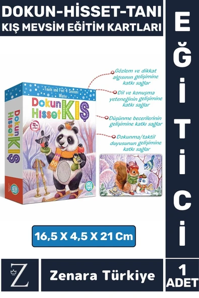 Çocuk Duyusal Gelişim Görsel Algı Mevsim Öğretici Eğlenceli DOKUN-HİSSET-TANI KIŞ EĞİTİM KARTLARI ürün görseli