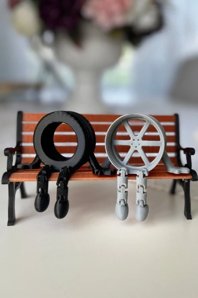 Jant Ve Lastik Şeklinde Biblo 2 Adet – Oturan Jant 4,9×8,9 Cm Ve Lastik 5×8,9 Cm Masaüstü Süs - 2