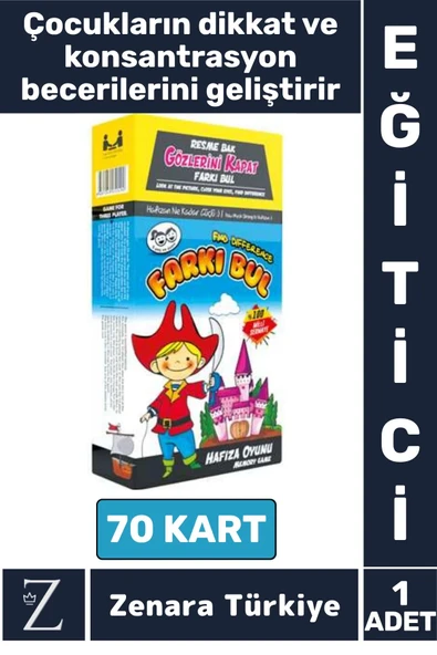 Eğlenceli Görsel Algı Zeka Hafıza Dikkat Konsantrasyon Geliştiren Eğitici Grup Takım Oyunu FARKI BUL ürün görseli