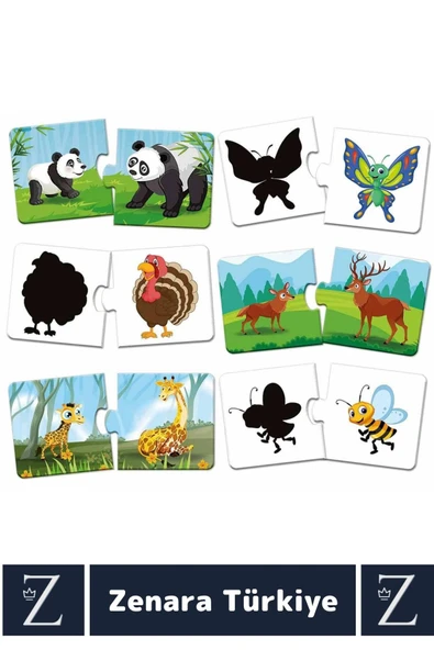 Çocuk Eğitici Zeka Görsel Algı Parça Bütün İlişkisi Düşünme Becerisi Eğlenceli 48 KART-İLK PUZZLE - Resim 2